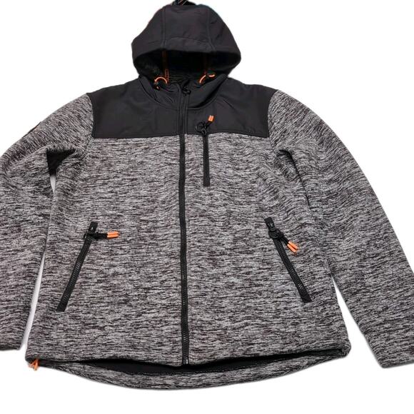 Superdry Mountain Sport Team Fuji Hooded Jacket Mens XL Gray Black Zip Pockets - Picture 4 of 16